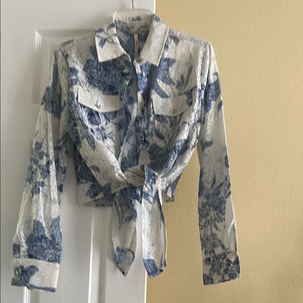 Guess Blue and White Floral Blouse